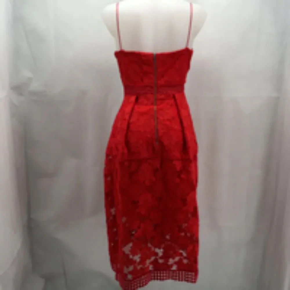 Nicholas Red Roleau Ball Pleated Lace Dress Small - Picture 6 of 10